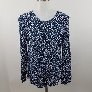 Boden Blue and White Patterned Blouse